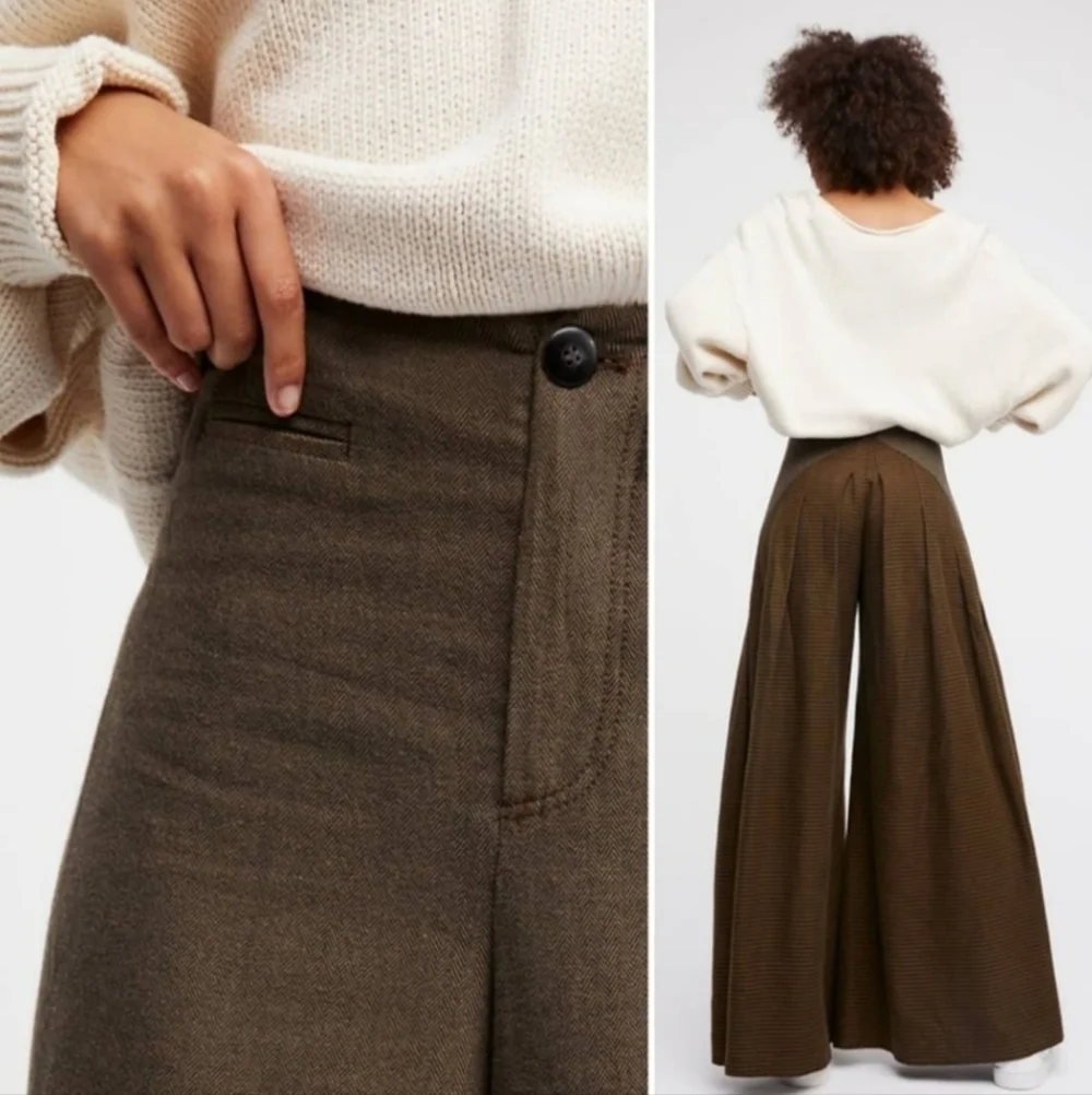 Free People Carina Mixed Menswear Wide Leg Palazzo Pants - Picture 1 of 11